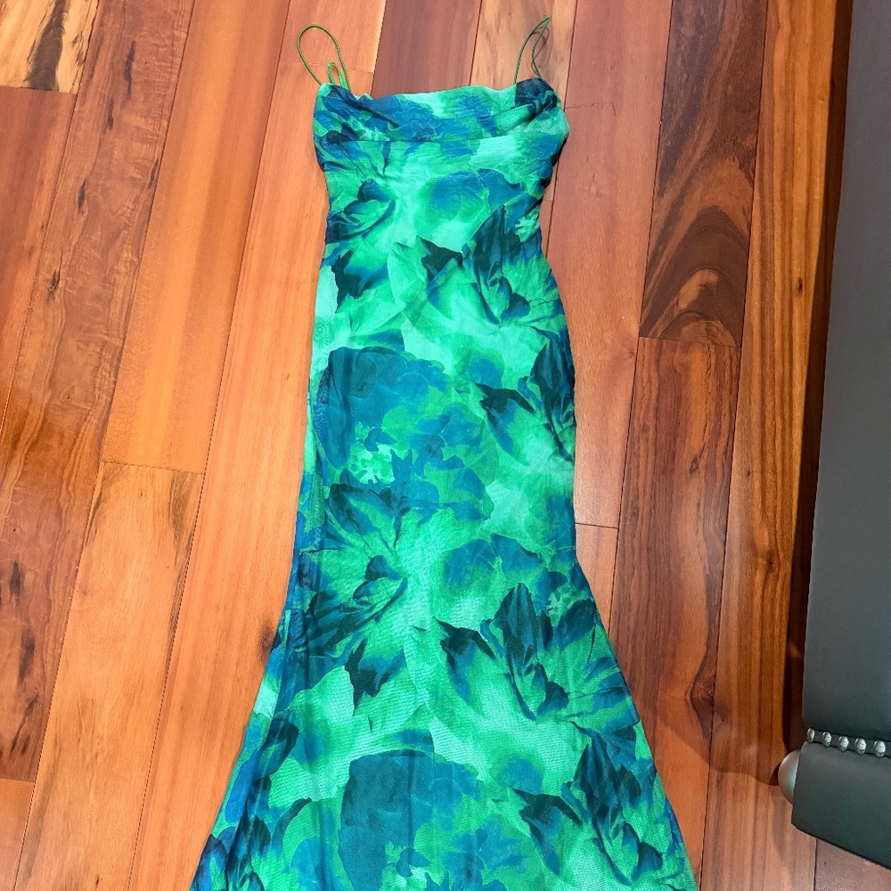 green/blue maxi dress